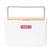 11L Premium Cooler Box - A white cooler box with a wooden handle and a logo on the front. Suitable for keeping items cool.