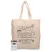 Squiggle Calico bag + Crayon set - A beige tote bag featuring a Father’s Day design, accompanied by a set of colourful crayons.