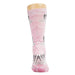 Magic Dress Socks - A pair of pink socks featuring various designs, with a logo on the upper section.