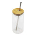 Carnaby 500ml Tumbler - A drink bottle featuring a clear body, bamboo lid, and metal straw. It includes a logo on the side.