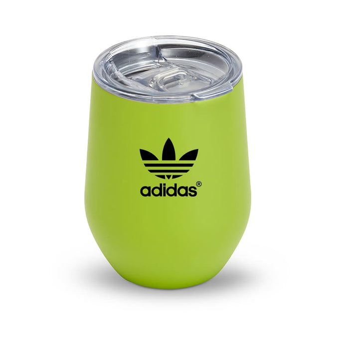 Zen Mirror Finish Mugs (350mL) - A green tumbler with a clear lid and a logo, designed for drinks, displaying a sleek, modern finish.