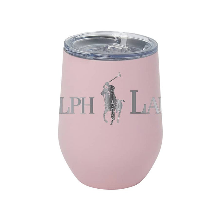 Zen Mirror Finish Mugs (350mL) - A drink bottle in pink with a transparent lid, featuring a logo on the front. Suitable for beverages.