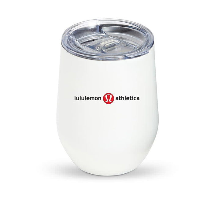 Zen Mirror Finish Mugs (350mL) - A drink mug with a zen mirror finish, featuring a white exterior and a transparent lid. It has a logo.