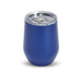 Zen Mirror Finish Mugs (350mL) - A drink mug in a deep blue finish with a clear lid, featuring a smooth, rounded design and a logo.