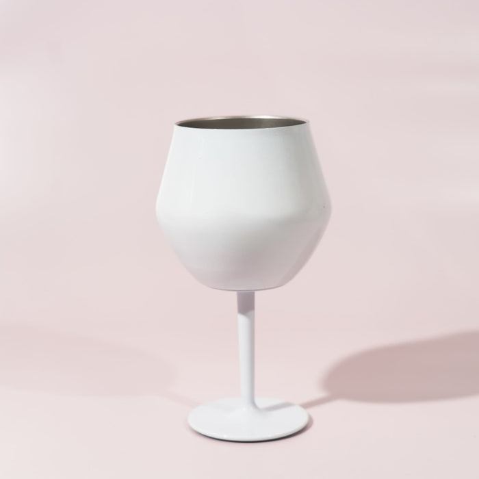 Shiraz Detachable Wine Glass - A detachable wine glass in white, featuring a sleek design with a sturdy stem and a circular base.