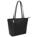 Swissdigital Arosa Tote Bag - A black tote bag with long handles features a textured design and a front pocket, along with a logo.