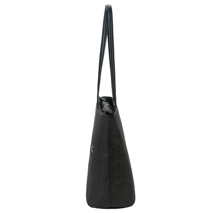 Swissdigital Arosa Tote Bag - A side view of a grey Swissdigital Arosa Tote Bag, featuring a minimalist design and a single shoulder strap.