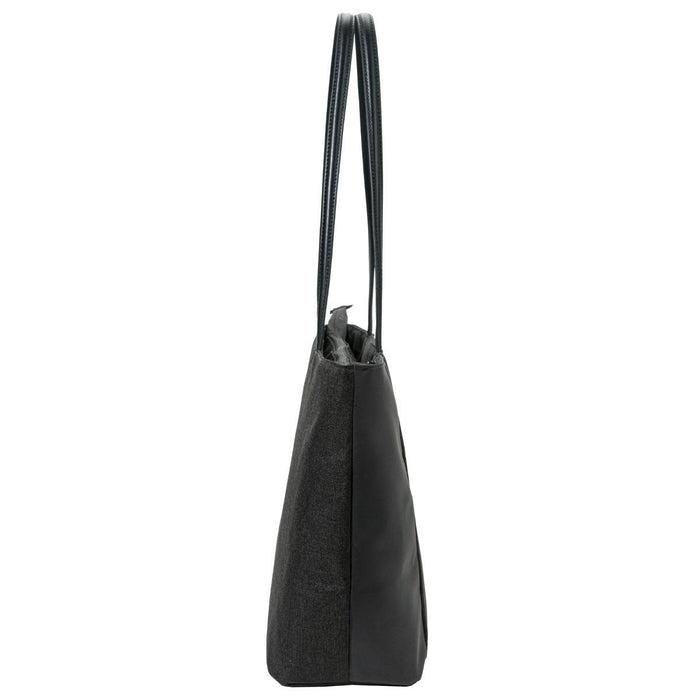 Swissdigital Arosa Tote Bag - A sleek black tote bag with long handles, featuring a modern design and a subtle logo.