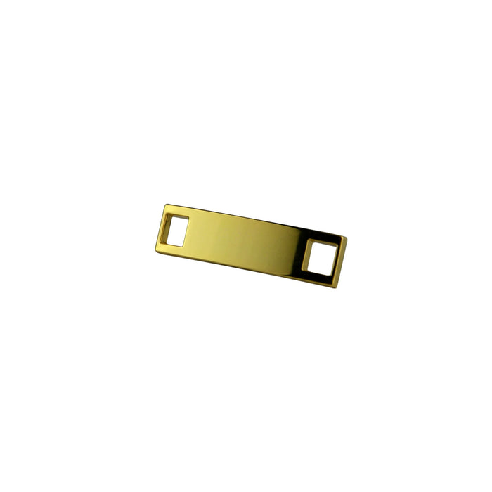 Luxury Shoelace Charms - A gold rectangular shoelace charm with two cut-out holes on each end.