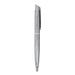 The Rhi Metal Ball Pen - A silver metal ball pen with a sleek design and a clip for securing. It features a logo on the body.