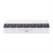 Recycled AM/PM Pill Case - A clear pill case with eight compartments labelled for days of the week, featuring black lids and a logo.