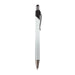 Volcano Stylus Metal Pen - A metal pen with a sleek white barrel and black accents, featuring a clip and shiny silver tip.
