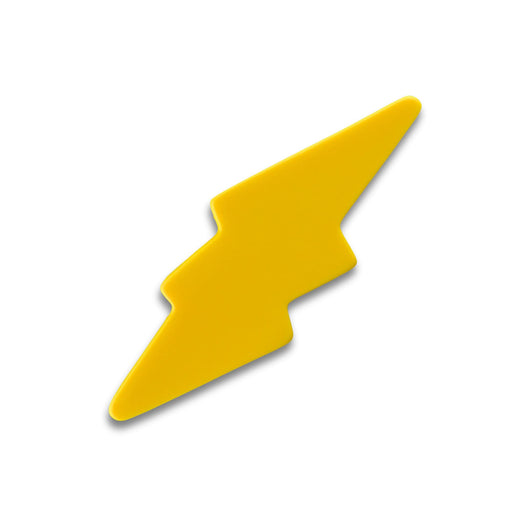 Stress Lightening Bolt - A yellow stress relief toy shaped like a lightning bolt, featuring a smooth surface and a simple design.