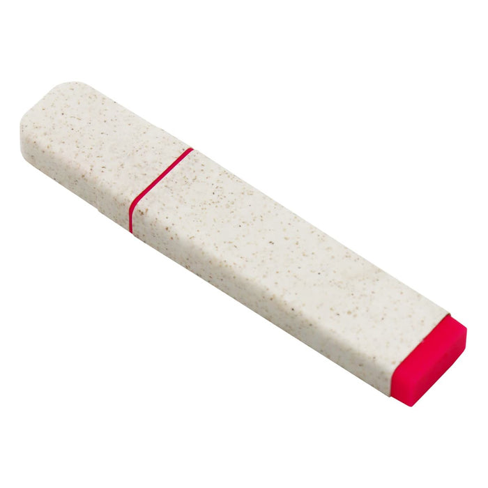 Eco Highlighter - An eco-friendly highlighter in beige with a pink end, featuring a smooth, sleek design and a logo.