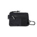 Thread Pouch Wallet - A black pouch wallet featuring a zipper pocket, a Velcro section, and a carabiner clip. It has a logo detail.