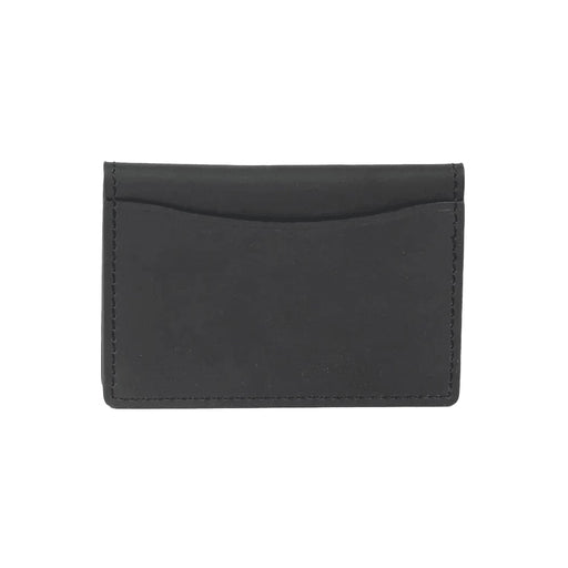 Thread Bifold Wallet - A black bifold wallet with a sleek design and one external pocket. It features a simple, unembellished style.