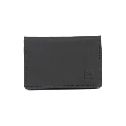 Thread Bifold Wallet - A black bifold wallet with a simple design and stitching, featuring a small logo on the front.