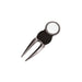 Pro Pitch Repairer With 25mm Ball Marker - A golf pitch repairer with a black rubber grip and a 25mm circular ball marker. It has a metallic finish.