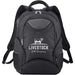 Trekk 2.0 15" Computer Backpack35L - A black laptop backpack with multiple compartments and a logo. Features padded straps and mesh side pockets.