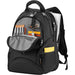 Trekk 2.0 15" Computer Backpack35L - A black computer backpack with multiple compartments, featuring pens, notebooks, and a laptop sleeve.