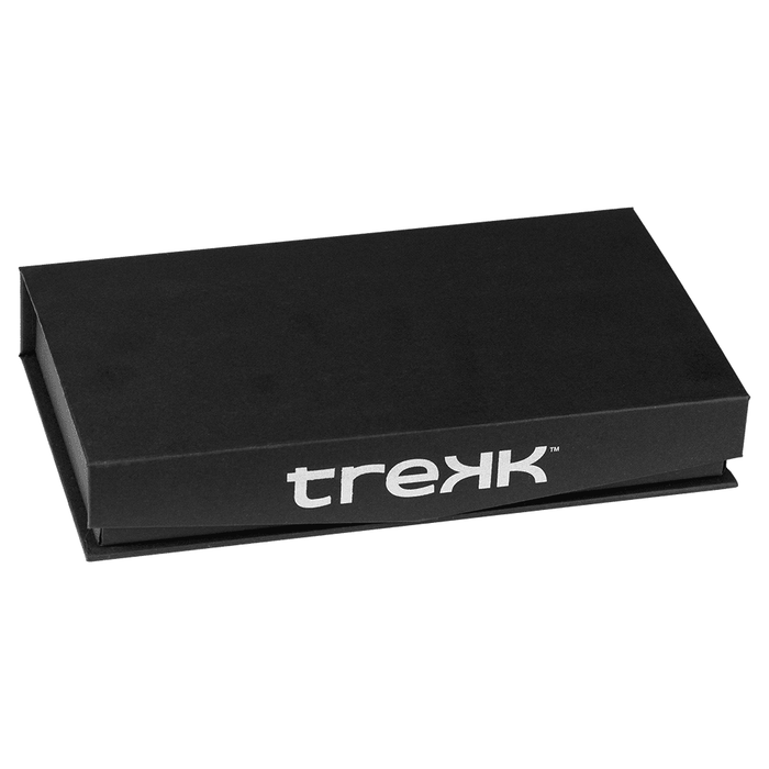Trekk Survival Hammer & Multi-Tool - A black box with a logo, designed to hold the Trekk Survival Hammer & Multi-Tool.