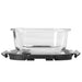Trekk Crib Glass Lunch Box - A glass lunch box with a transparent container and a black plastic lid featuring secure clips.