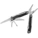 Trekk Multifunction Tool - A multifunction tool featuring silver metal and black grips, with pliers, a saw, and various blades.