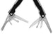 Trekk Multifunction Tool - A multifunction tool featuring stainless steel blades, a ruler, and a serrated edge, with a black and silver handle.