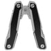 Trekk Multifunction Tool - A multifunction tool with a silver and black design, featuring multiple folding components and a central pivot.