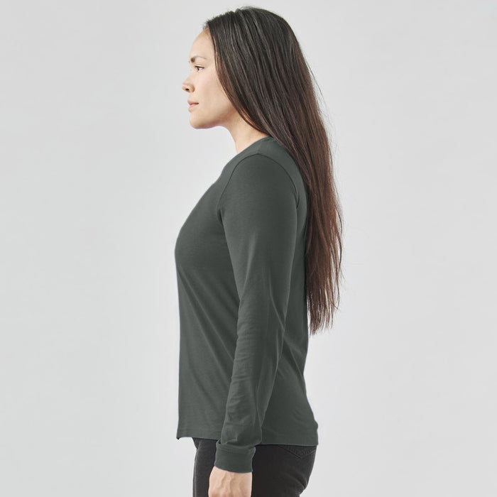 Women's Settebello L/S Tee - A long-sleeve women's tee in dark green, featuring a fitted design with a crew neckline and long sleeves.