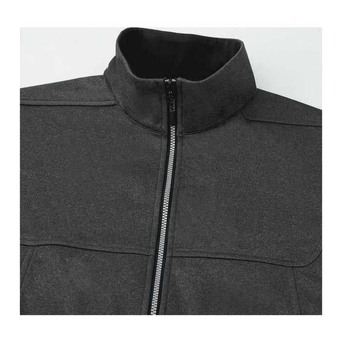 Men's Joris Eco Waterproof Softshell Vest - A grey softshell vest featuring a high collar and front zipper, designed as a waterproof outer layer.