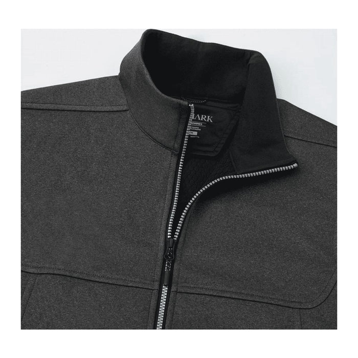 Men's Joris Eco Waterproof Softshell Vest - A grey softshell vest featuring a high collar and a zippered front, with a logo on the inside.