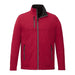 Men's Joris Eco Waterproof Softshell Jacket - A red softshell jacket featuring a zippered front and pockets, with a high collar and a logo on the chest.