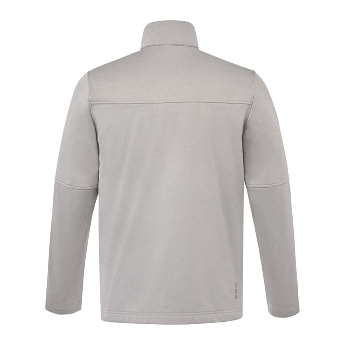 Men's Joris Eco Waterproof Softshell Jacket - A grey men's softshell jacket with a high collar, featuring a smooth texture and a branded logo.