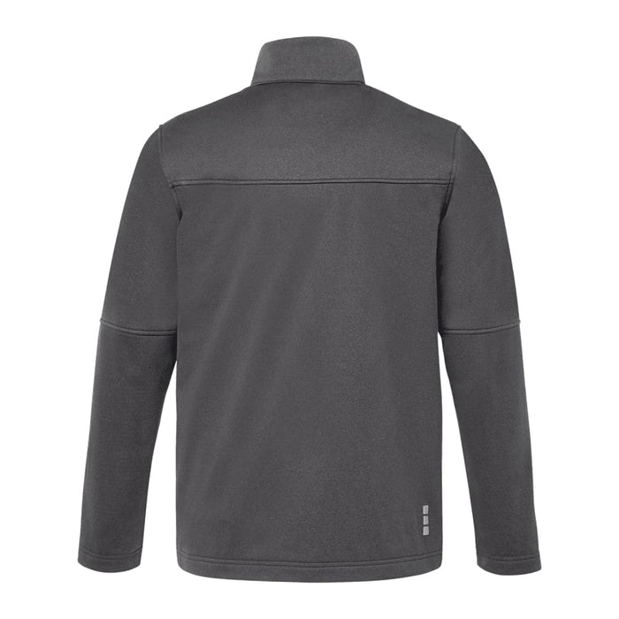 Men's Joris Eco Waterproof Softshell Jacket - A men's softshell jacket in dark grey with a collar and logo branding on the back.