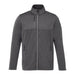 Men's Joris Eco Waterproof Softshell Jacket - A men's softshell jacket in dark grey with a high collar and zippered pockets, featuring a logo on the chest.