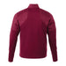 Men's Senger Knit Full Zip Performance Jacket w/ Thumb Holes - A burgundy men's performance jacket featuring a full zip and thumb holes, with a textured design and a logo.