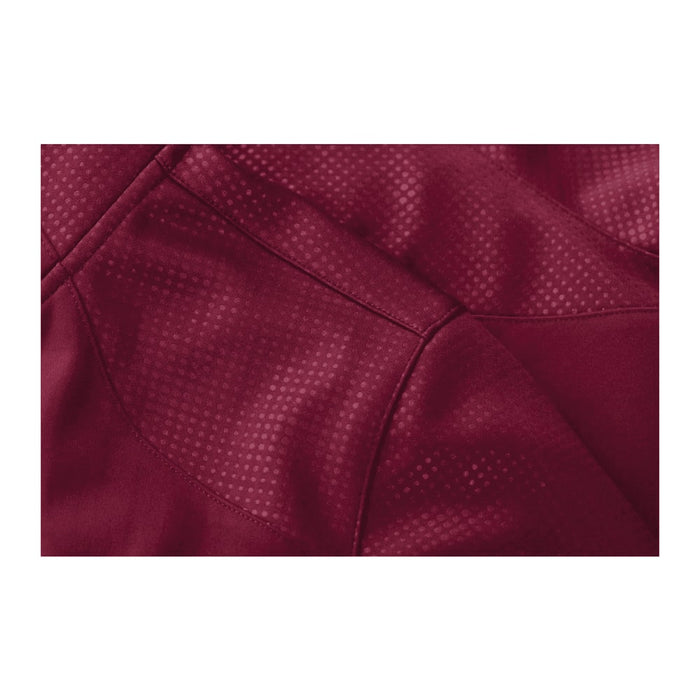 Men's Senger Knit Full Zip Performance Jacket w/ Thumb Holes - A maroon jacket featuring a textured pattern and zip closure, designed with thumb holes for added functionality.