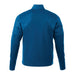 Men's Senger Knit Full Zip Performance Jacket w/ Thumb Holes - A blue men's performance jacket with thumb holes and a textured back, featuring a logo.