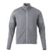 Men's Senger Knit Full Zip Performance Jacket w/ Thumb Holes - A grey full zip performance jacket with thumb holes, featuring a logo and textured detailing.