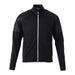 Men's Senger Knit Full Zip Performance Jacket w/ Thumb Holes - A black full zip performance jacket with thumbholes, featuring textured detailing and a logo.