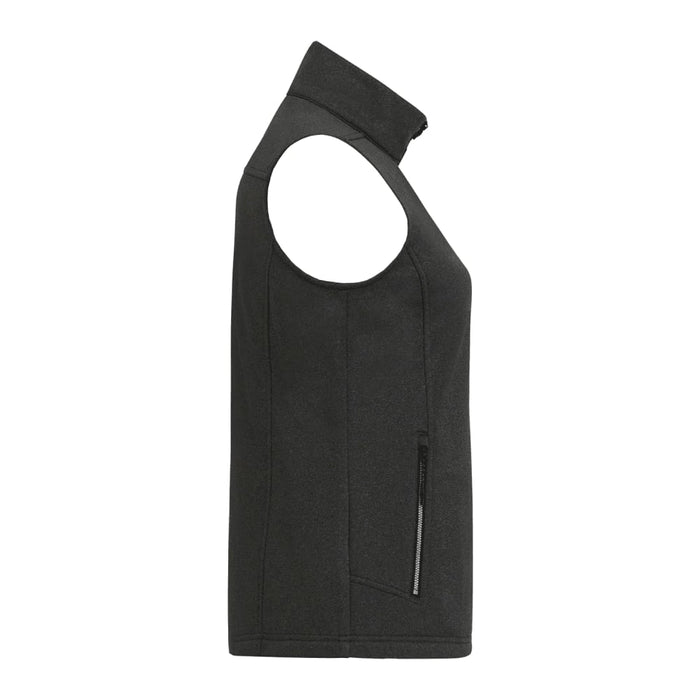 Women's Joris Eco Waterproof Softshell Vest - A women's waterproof softshell vest in dark grey, featuring a zippered pocket and a sleeveless design.