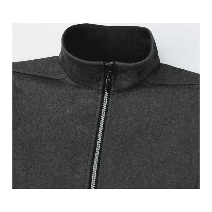 Women's Joris Eco Waterproof Softshell Vest - A black women's eco waterproof softshell vest featuring a high collar and a front zip, with a logo.