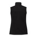 Women's Joris Eco Waterproof Softshell Vest - A black women's softshell vest with a high collar and no sleeves, featuring a logo on the back.