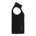 Women's Joris Eco Waterproof Softshell Vest - A black women's eco waterproof softshell vest with a high collar and a zippered side pocket.