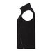 Women's Joris Eco Waterproof Softshell Vest - A black women's eco waterproof softshell vest featuring a high collar and side zip pocket, with a logo.