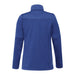 Women's Joris Eco Waterproof Softshell Jacket - A blue women's softshell jacket featuring a high collar and a sleek design, with a logo on the back.