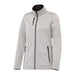 Women's Joris Eco Waterproof Softshell Jacket - A women's softshell jacket in light grey with a zippered front and pockets. The jacket features a high collar and has a logo.
