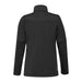 Women's Joris Eco Waterproof Softshell Jacket - A black women's softshell jacket with a high collar and long sleeves, featuring back seam detailing and a logo.
