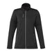 Women's Joris Eco Waterproof Softshell Jacket - A women's black eco waterproof softshell jacket with a zip front, high collar, and two zippered pockets.
